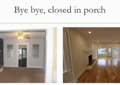 Closed porch before and after